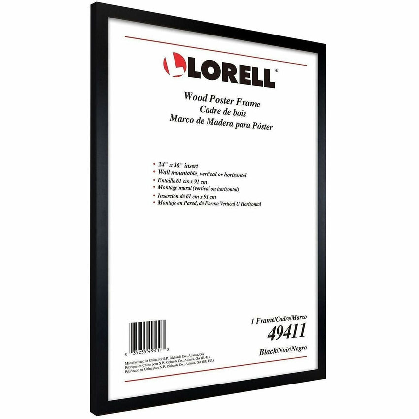 Lorell Wide Display Frame 24 x 36 Inch Wall Mount Wood Frame Black (LLR - LLR49411) - SchoolOutlet