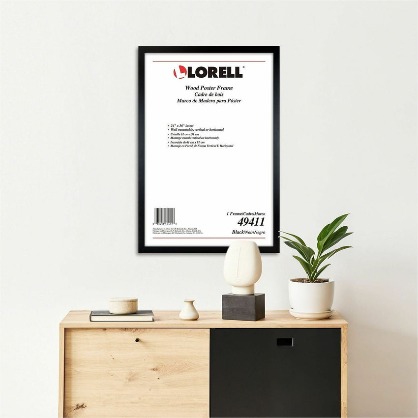 Lorell Wide Display Frame 24 x 36 Inch Wall Mount Wood Frame Black (LLR - LLR49411) - SchoolOutlet