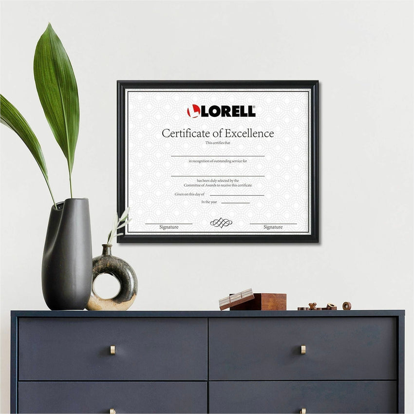 Lorell Certificate Frame 8.5 x 11 Inch ABS Plastic Desktop or Wall Mount Black (LLR - LLR49415) - SchoolOutlet