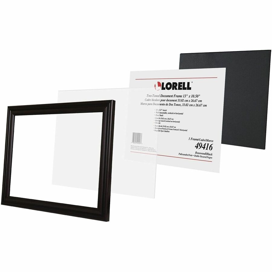 Lorell Two - Toned Certificate Frame 13 x 10.5 Inch Desktop or Wall Mount Black Rosewood (LLR - LLR49416) - SchoolOutlet