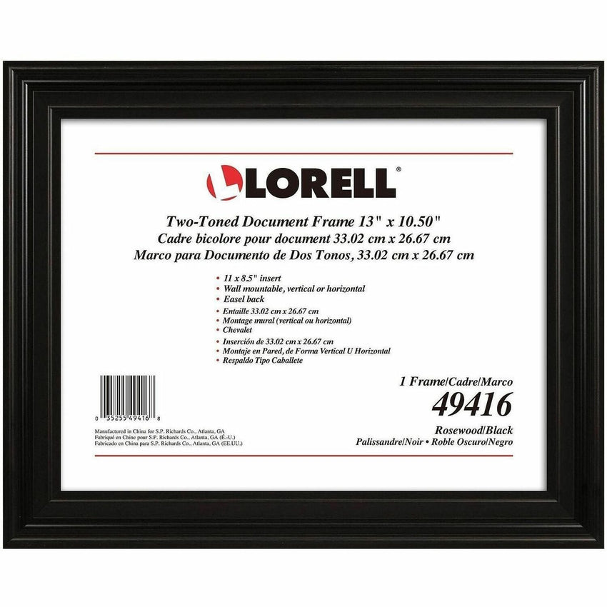 Lorell Two - Toned Certificate Frame 13 x 10.5 Inch Desktop or Wall Mount Black Rosewood (LLR - LLR49416) - SchoolOutlet