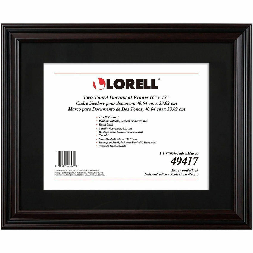 Lorell Two - Toned Certificate Frame 16 x 13 Inch Desktop or Wall Mount Black Rosewood (LLR - LLR49417) - SchoolOutlet