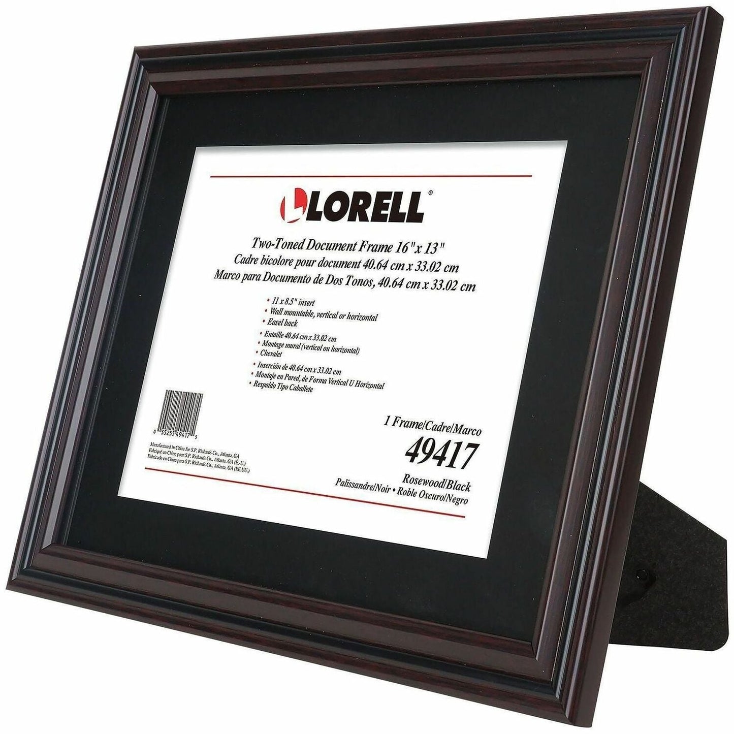 Lorell Two - Toned Certificate Frame 16 x 13 Inch Desktop or Wall Mount Black Rosewood (LLR - LLR49417) - SchoolOutlet