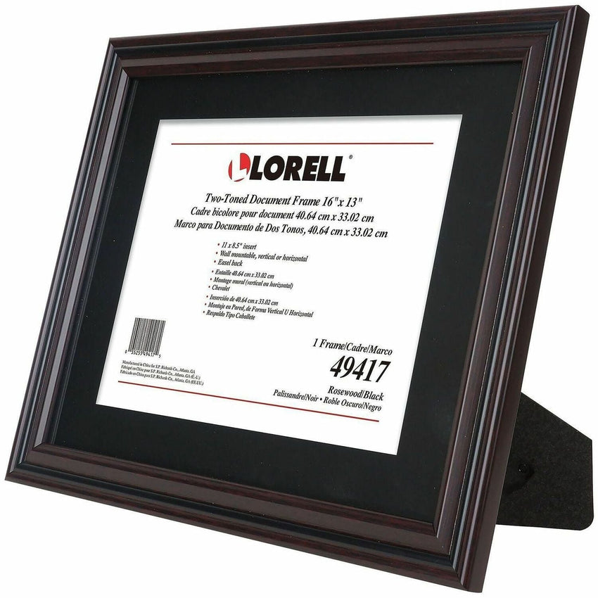 Lorell Two - Toned Certificate Frame 16 x 13 Inch Desktop or Wall Mount Black Rosewood (LLR - LLR49417) - SchoolOutlet