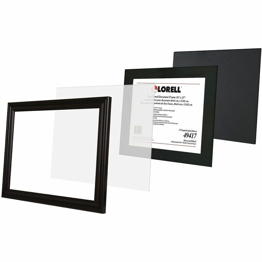 Lorell Two - Toned Certificate Frame 16 x 13 Inch Desktop or Wall Mount Black Rosewood (LLR - LLR49417) - SchoolOutlet