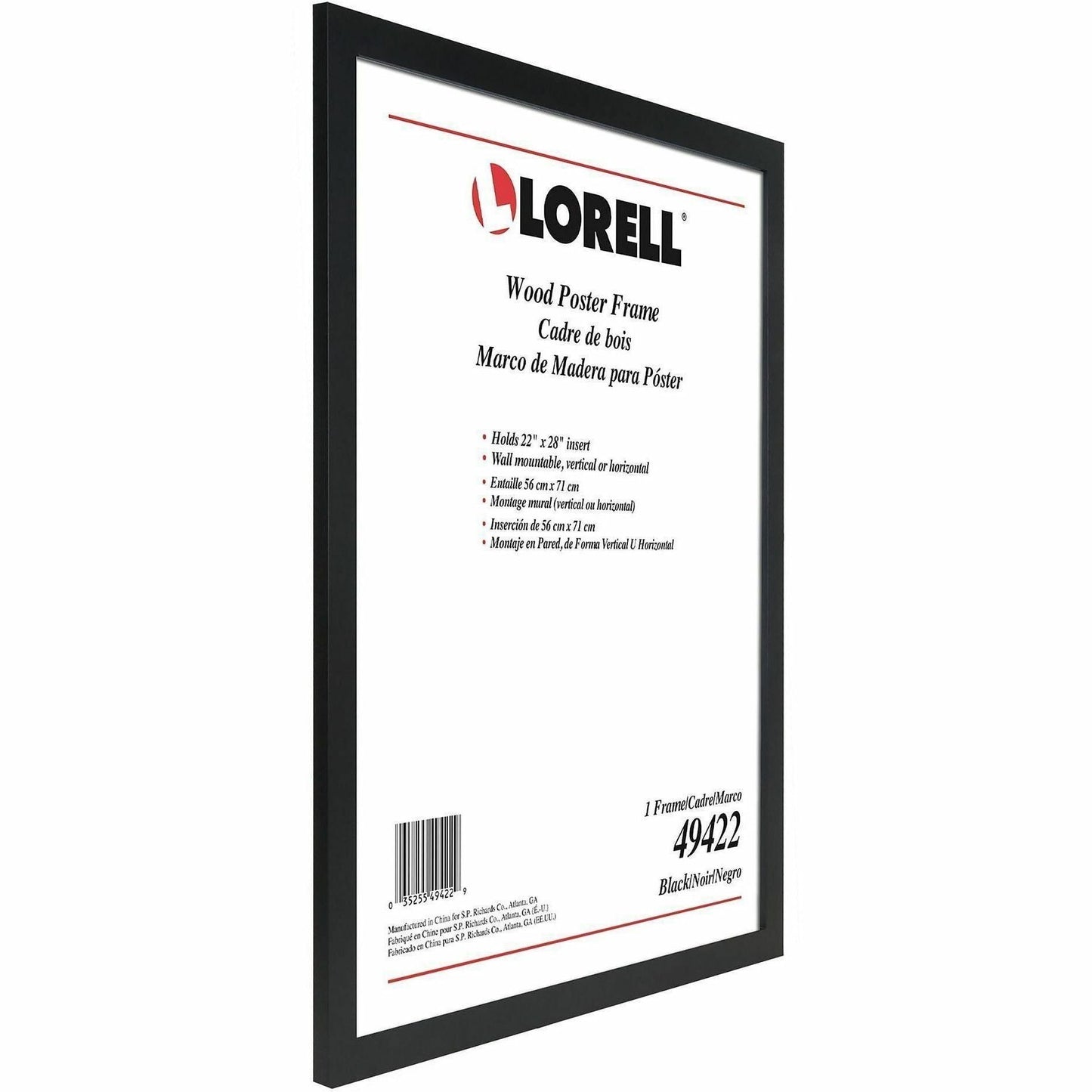 Lorell Solid Wood Mountable Poster Frame for Wall Display 22" W x 1" D x 28" H (LLR - LLR49422) - SchoolOutlet