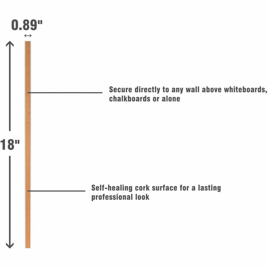 Lorell Cork Strip Bulletin Bar 18" Self - Healing Cork Surface (LLR - LLR49532) - SchoolOutlet