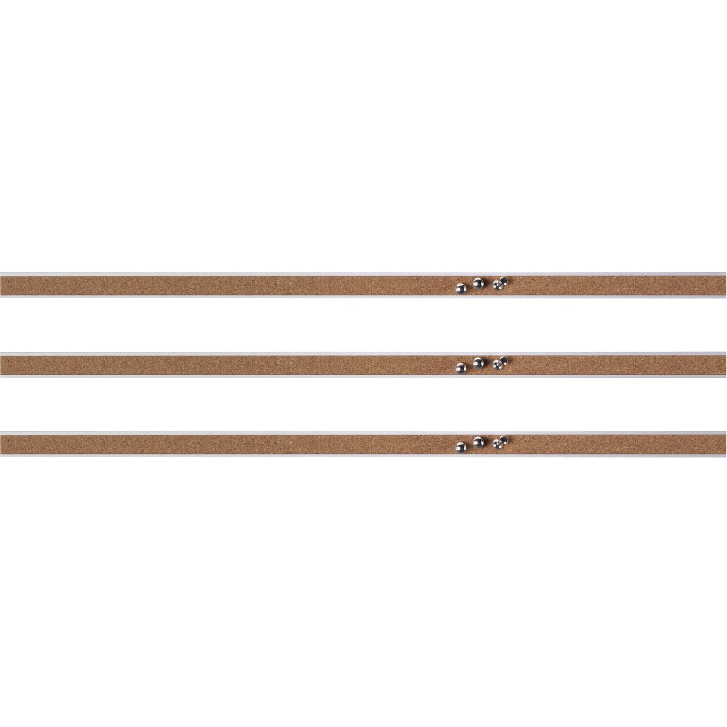 Lorell Cork Strip Bulletin Bars with Self - Healing Surface and Aluminum Frame Set of 3 (LLR - LLR49532BD) - SchoolOutlet