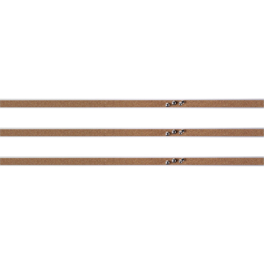 Lorell Cork Strip Bulletin Bars with Self - Healing Surface and Aluminum Frame Set of 3 (LLR - LLR49532BD) - SchoolOutlet