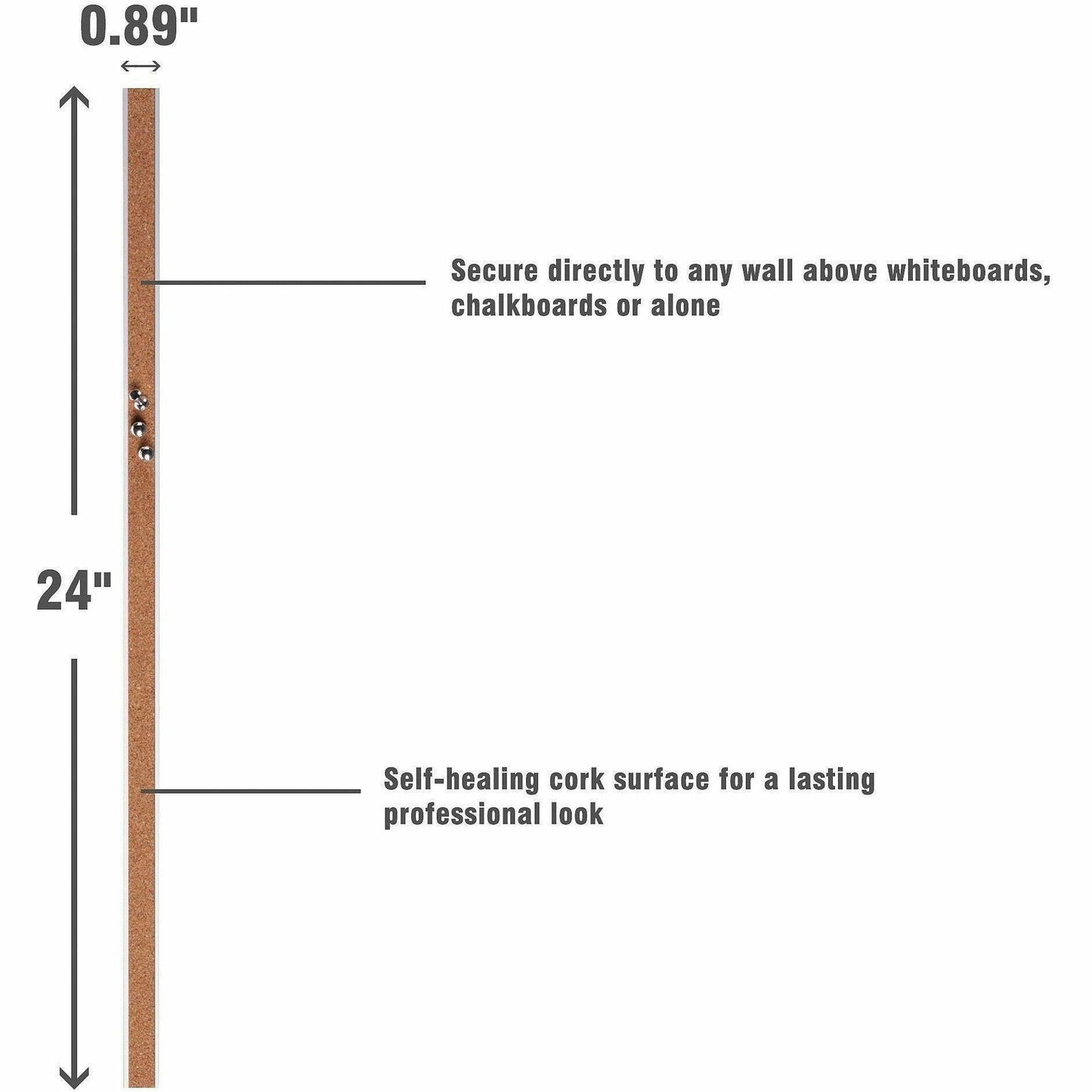 Lorell Cork Strip Bulletin Bars with Self - Healing Cork Surface and Aluminum Frame (LLR - LLR49533BD) - SchoolOutlet