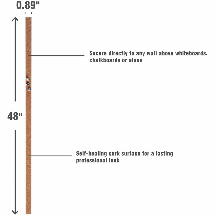 Lorell Cork Strip Bulletin Bar 48" Self - Healing Cork Surface (LLR - LLR49535) - SchoolOutlet