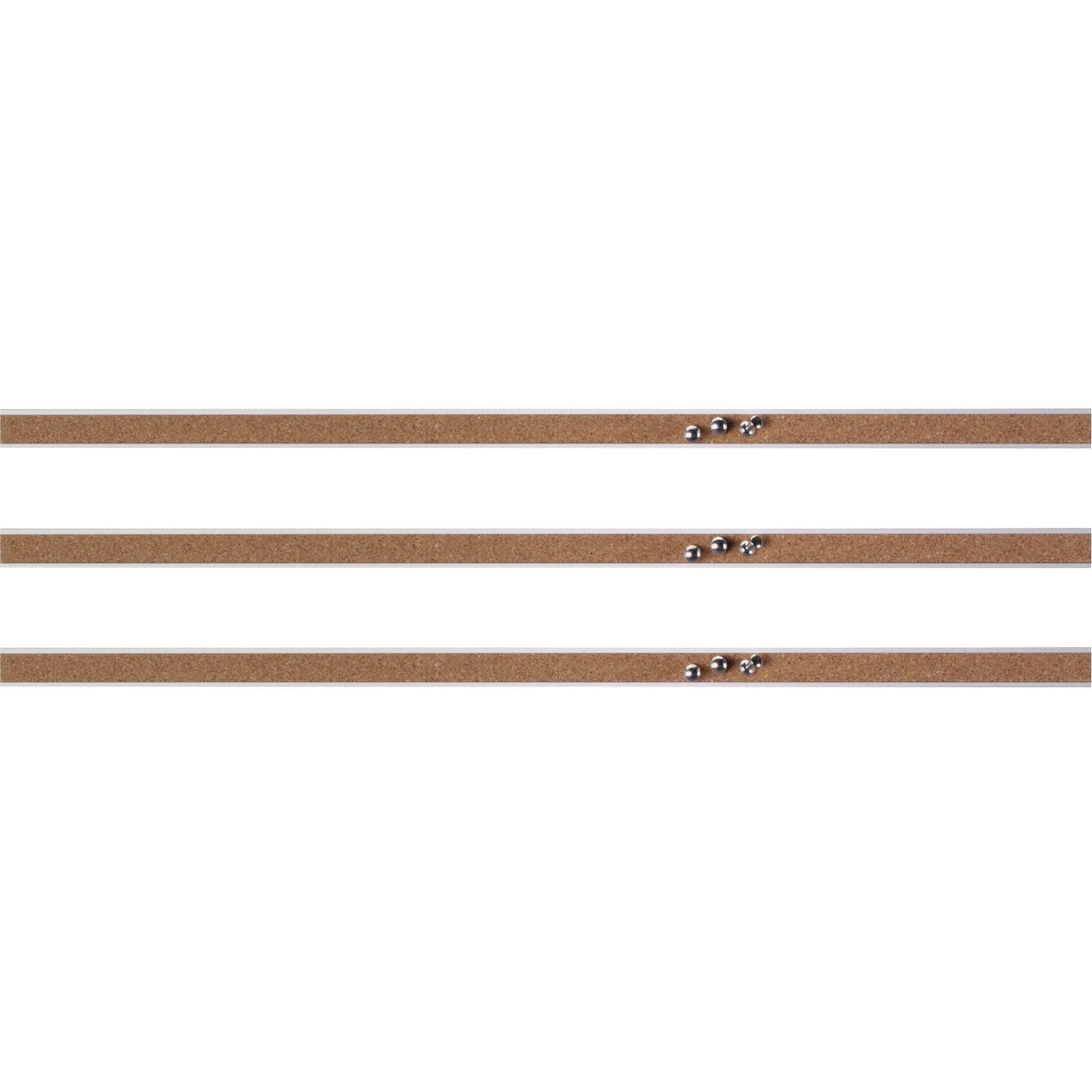 Lorell Cork Strip Bulletin Bars 48" Self - Healing Cork Surface with Aluminum Frame Set of 3 (LLR - LLR49535BD) - SchoolOutlet
