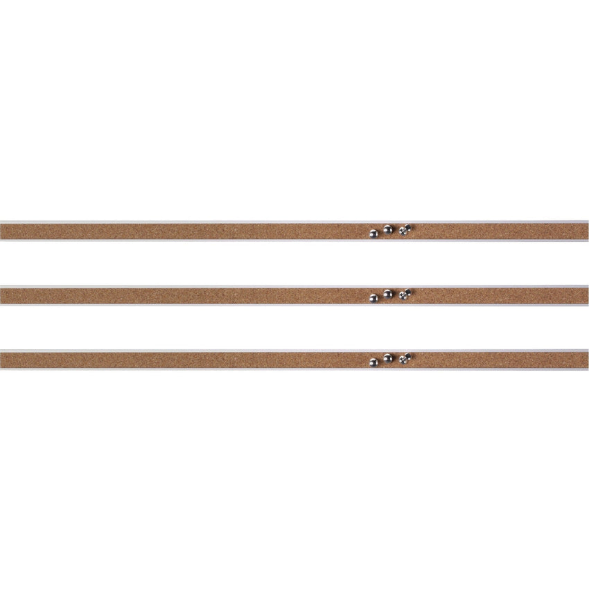 Lorell Cork Strip Bulletin Bars 48" Self - Healing Cork Surface with Aluminum Frame Set of 3 (LLR - LLR49535BD) - SchoolOutlet