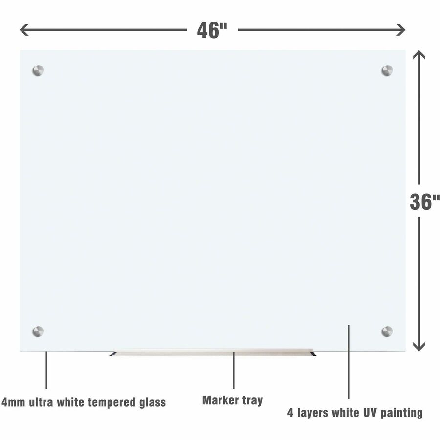 Lorell Dry - Erase Glass Board Frosted Surface with Steel Mounting Hardware 48"W x 36"H (LLR - LLR52502) - SchoolOutlet
