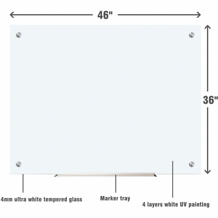 Lorell Dry - Erase Glass Board Frosted Surface with Steel Mounting Hardware 48"W x 36"H (LLR - LLR52502) - SchoolOutlet