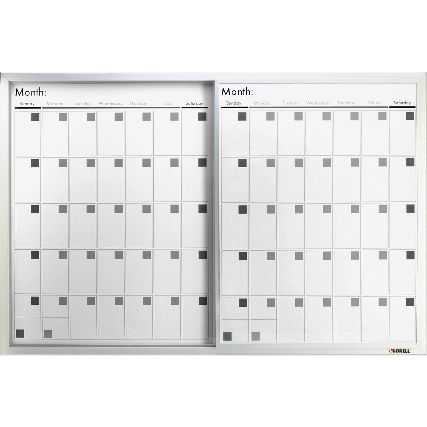 Lorell Magnetic Dry - Erase Calendar Board Three - Month Sliding Panel Frosted Surface 36"W x 24"H (LLR - LLR52503) - SchoolOutlet