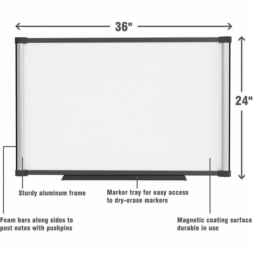 Lorell Magnetic Dry - Erase Board with Foam Side Posting Bars and Aluminum Frame 36"W x 24"H (LLR - LLR52511) - SchoolOutlet