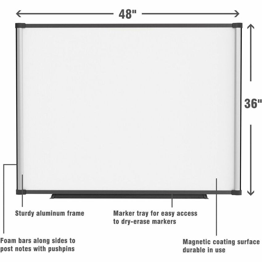 Lorell Magnetic Dry - Erase Board with Foam Side Posting Bars and Aluminum Frame 48"W x 36"H (LLR - LLR52512) - SchoolOutlet