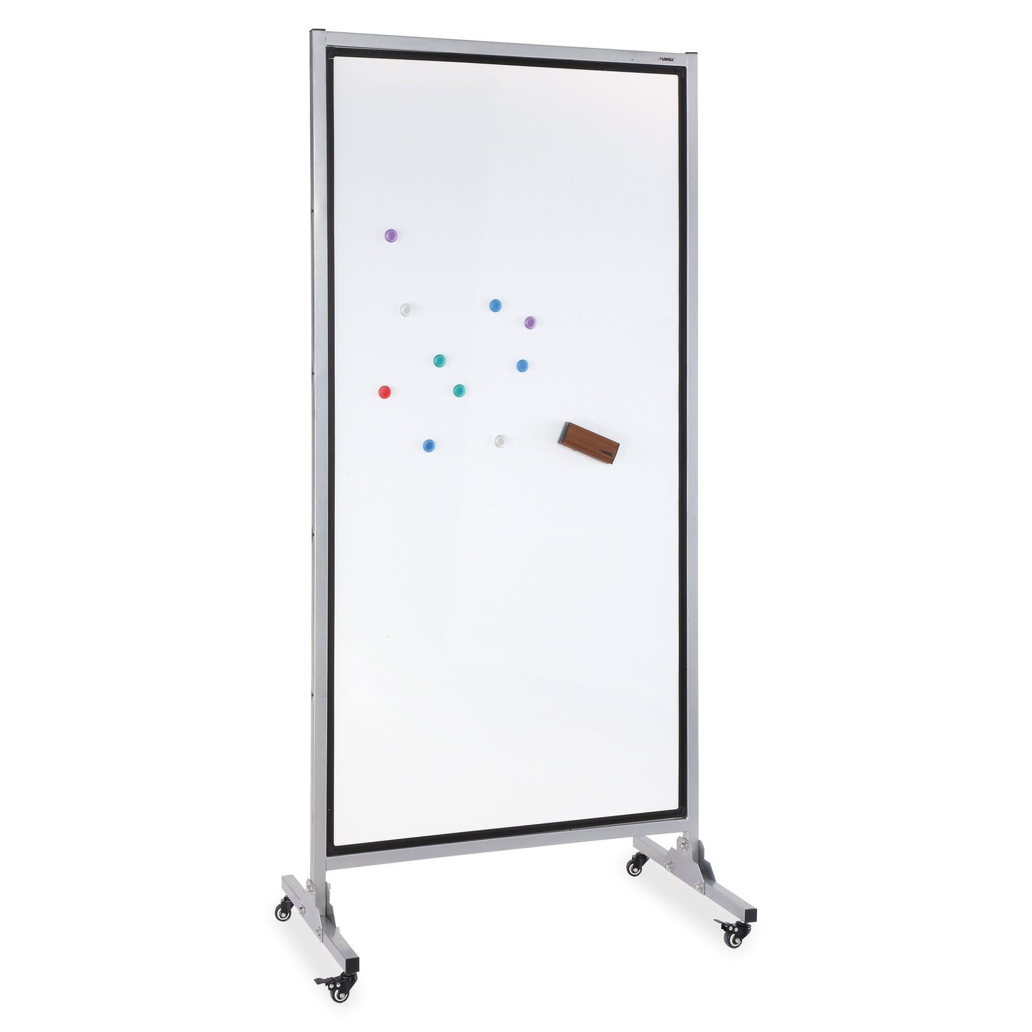 Lorell Double - sided Dry - Erase Easel/Room Divider with Black Aluminum Frame and Casters 37.5"W x 82.5"H (LLR - LLR55630) - SchoolOutlet