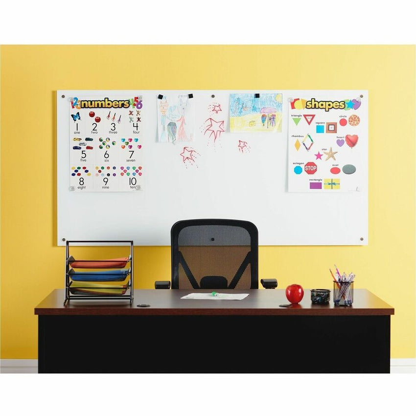 Lorell Premium Glass Dry - Erase White Surface Board with Integrated Marker Tray 96"W x 48"H (LLR - LLR55665) - SchoolOutlet