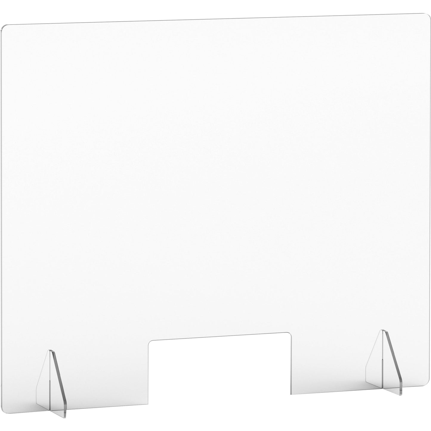 Lorell Clear Acrylic Lorell Sneeze Guard with Pass - Through Cutout 36"W x 7"D x 30"H (LLR - LLR55685) - SchoolOutlet