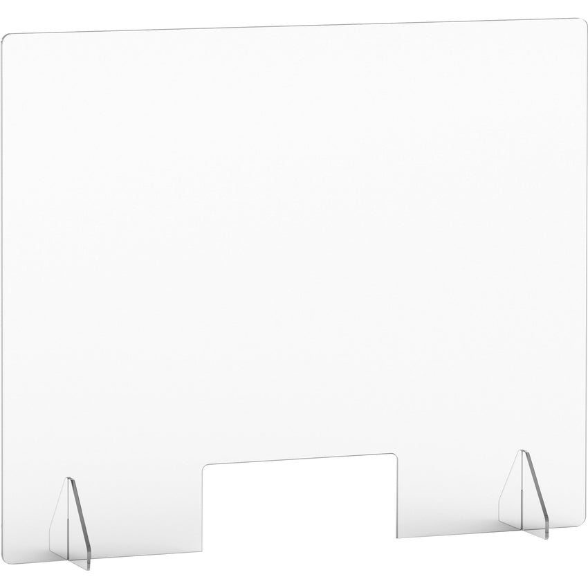 Lorell Clear Acrylic Lorell Sneeze Guard with Pass - Through Cutout 36"W x 7"D x 30"H (LLR - LLR55685) - SchoolOutlet
