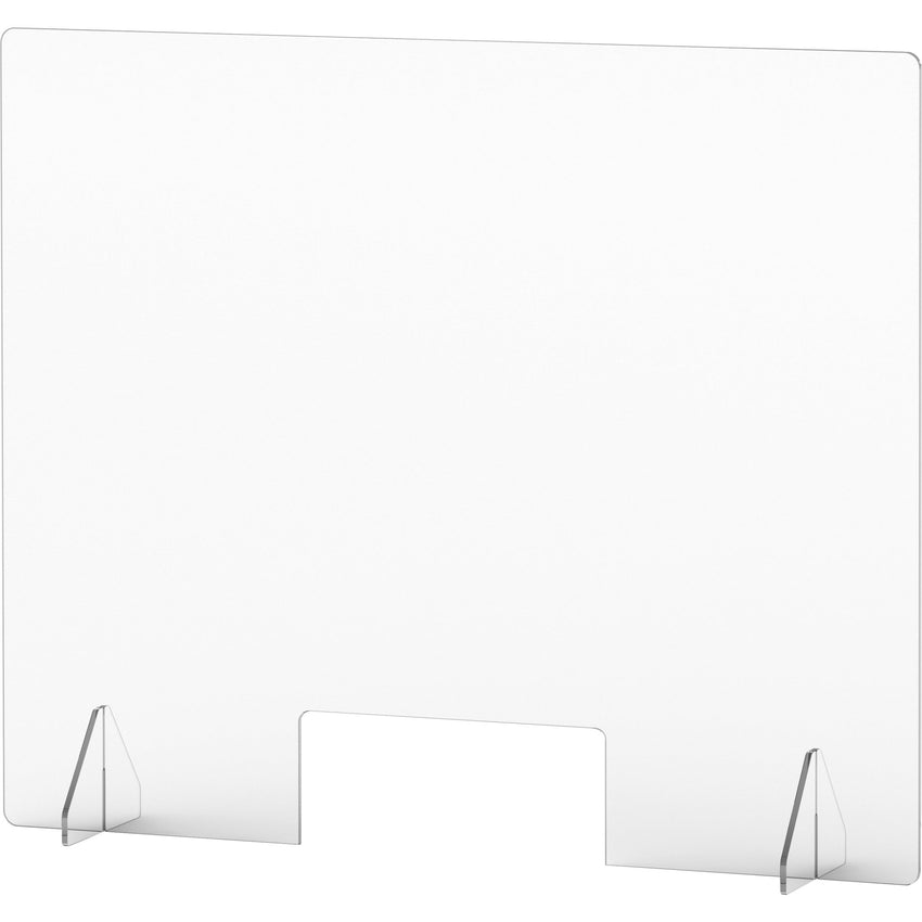 Lorell Clear Acrylic Lorell Sneeze Guard with Pass - Through Cutout 36"W x 7"D x 30"H (LLR - LLR55685) - SchoolOutlet