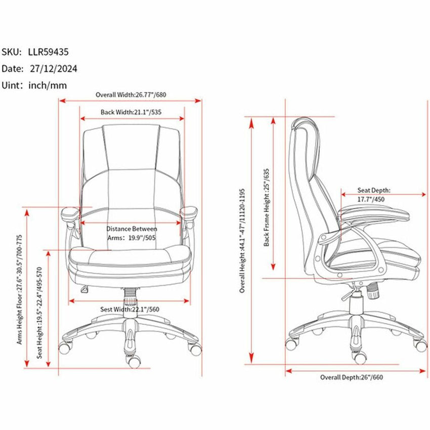 Lorell Black Base High - Back Executive Chair with PU Leather and 5 - Star Base (LLR - LLR59435) - SchoolOutlet