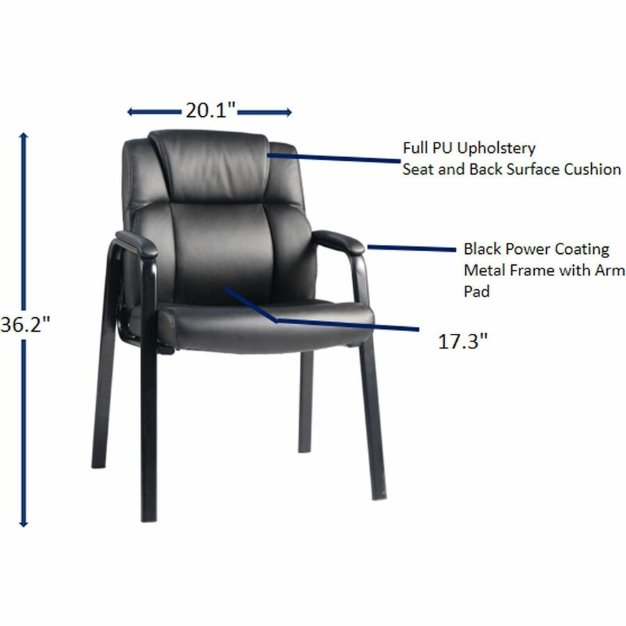 Lorell Cushioned Low - Back Guest Chair with Polyurethane Upholstery and Steel Frame 20.25" "H (LLR - LLR59436) - SchoolOutlet
