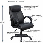 Lorell Executive High - Back Office Chair with Bonded Leather Upholstery and Tilt Control 18.5
