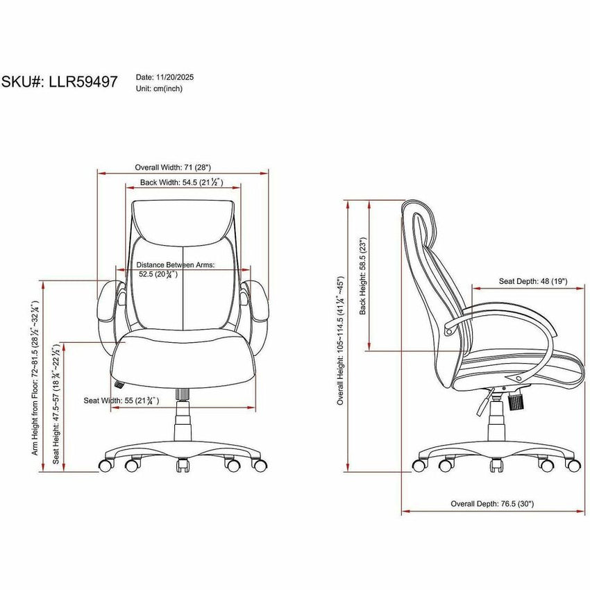 Lorell Executive High - Back Office Chair with Bonded Leather Upholstery and Tilt Control 18.5" - 22.2 "H (LLR - LLR5949X) - SchoolOutlet