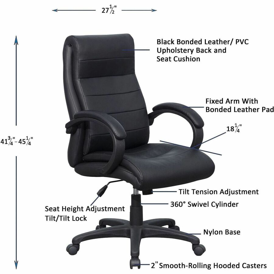 Lorell Deluxe High - Back Office Chair with Adjustable Arms and Tilt Lock 18.2" - 21" "H (LLR - LLR59532) - SchoolOutlet