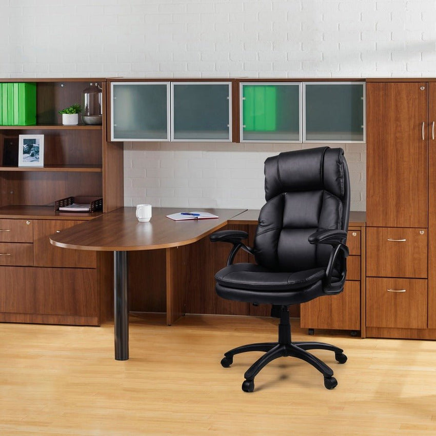 Lorell High - back Cushioned Executive Office Chair with Bonded Leather Seat and Pneumatic Height Adjustment 19.2" - 22.2 "H (LLR - LLR59535) - SchoolOutlet