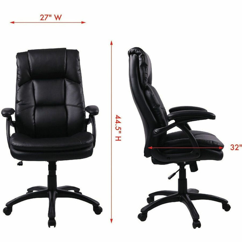 Lorell High - back Cushioned Executive Office Chair with Bonded Leather Seat and Pneumatic Height Adjustment 19.2" - 22.2 "H (LLR - LLR59535) - SchoolOutlet