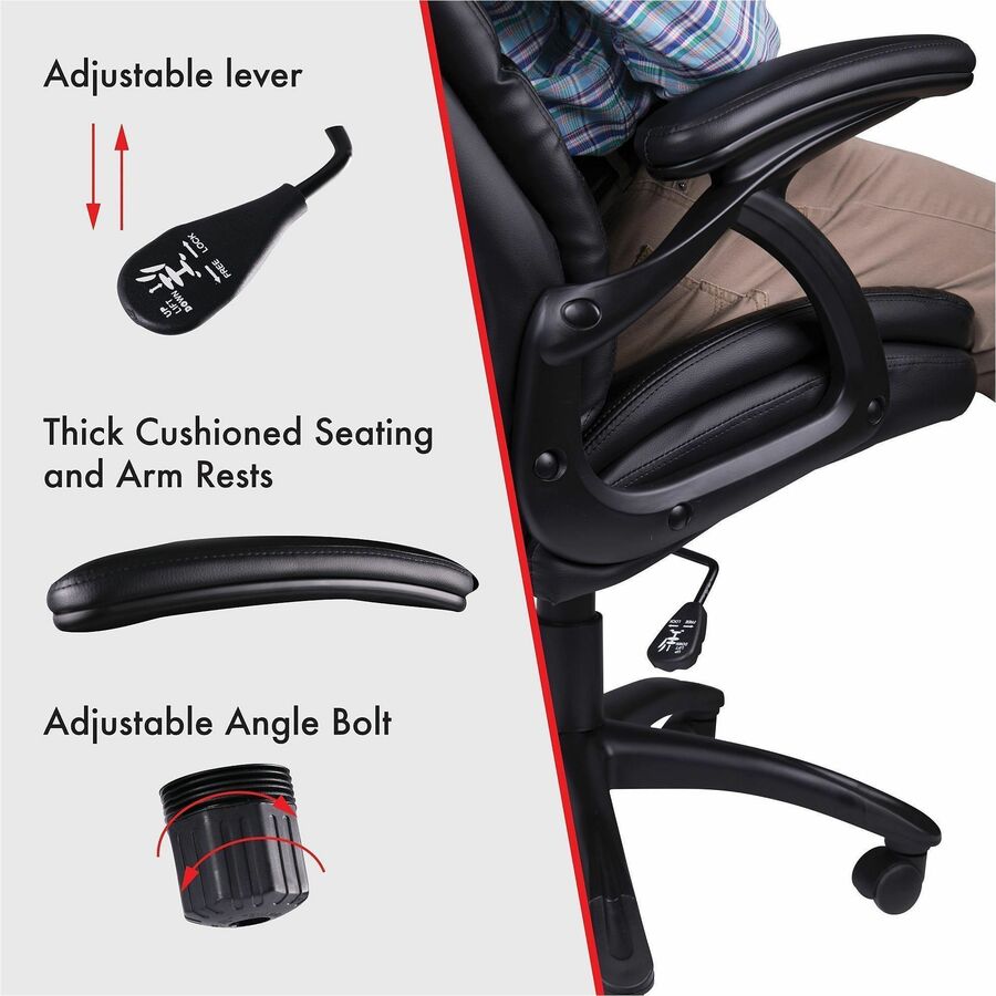 Lorell High - back Cushioned Executive Office Chair with Bonded Leather Seat and Pneumatic Height Adjustment 19.2" - 22.2 "H (LLR - LLR59535) - SchoolOutlet