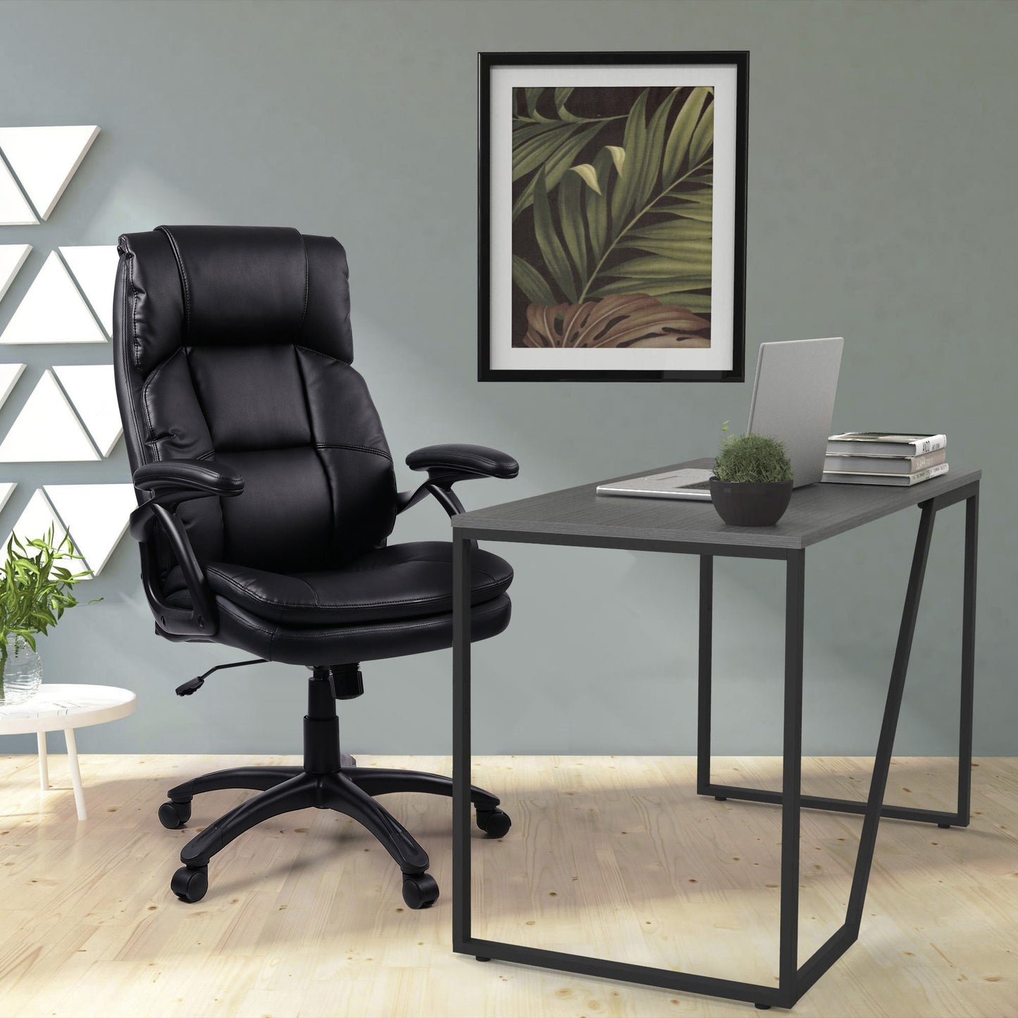Lorell High - back Cushioned Executive Office Chair with Bonded Leather Seat and Pneumatic Height Adjustment 19.2" - 22.2 "H (LLR - LLR59535) - SchoolOutlet