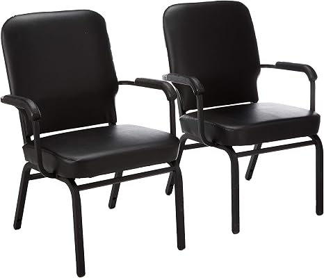 Lorell Oversize Stack Chair with Arms Antimicrobial Vinyl Heavy-Duty Set of 2 (LLR-LLR59600) - SchoolOutlet