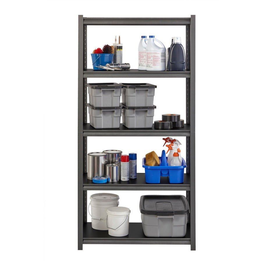 Lorell Iron Horse Riveted Shelving 3200 lb Capacity 5 Shelves Steel Frame Laminate Decking (LLR - LLR59701) - SchoolOutlet