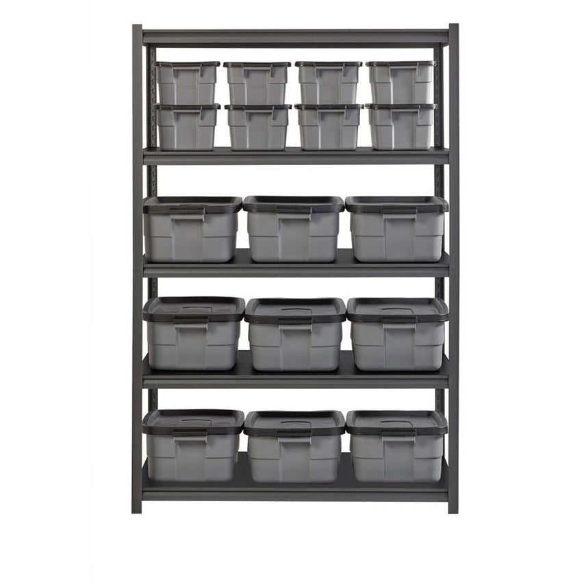 Lorell Iron Horse Riveted Shelving 3200 lb Capacity 5 Shelves Steel Frame Laminate Decking Extra Deep (LLR - LLR59703) - SchoolOutlet