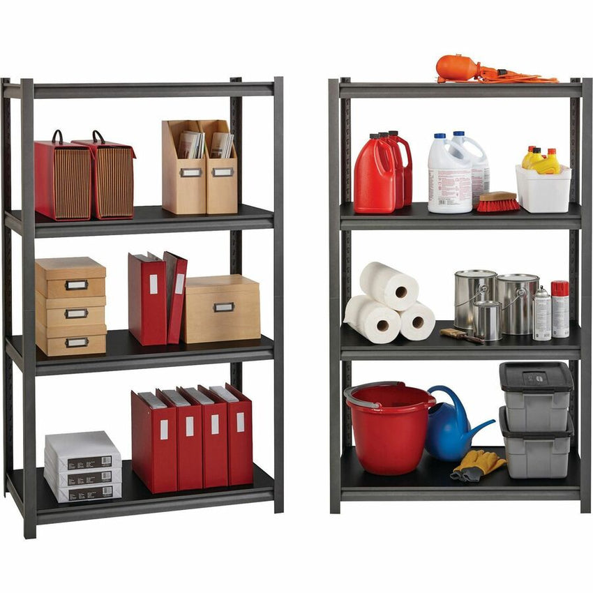Lorell Iron Horse Riveted Shelving 3200 lb Capacity 5 Shelves Steel Frame Laminate Decking Extra Deep (LLR - LLR59703) - SchoolOutlet