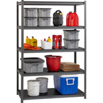 Lorell Iron Horse Riveted Shelving 3200 lb Capacity 5 Shelves Steel Frame Laminate Decking Extra Deep (LLR - LLR59703) - SchoolOutlet