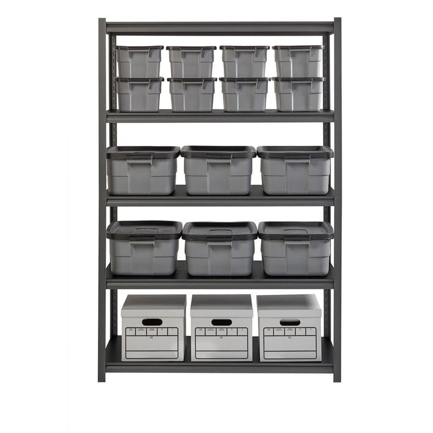 Lorell Iron Horse Riveted Shelving 3200 lb Capacity 5 Shelves Steel Frame Laminate Decking Extra Deep (LLR - LLR59703) - SchoolOutlet