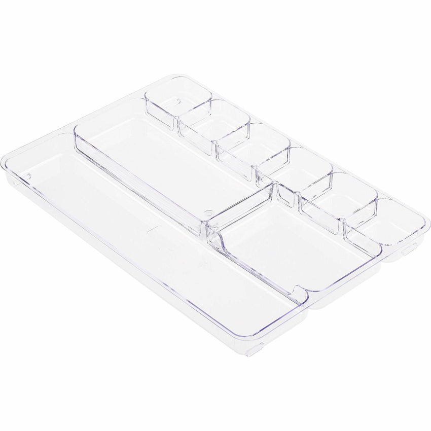 Lorell Clear Plastic 9 - Compartment Drawer Tray Organizer for Office Supplies (LLR - LLR60007) - SchoolOutlet