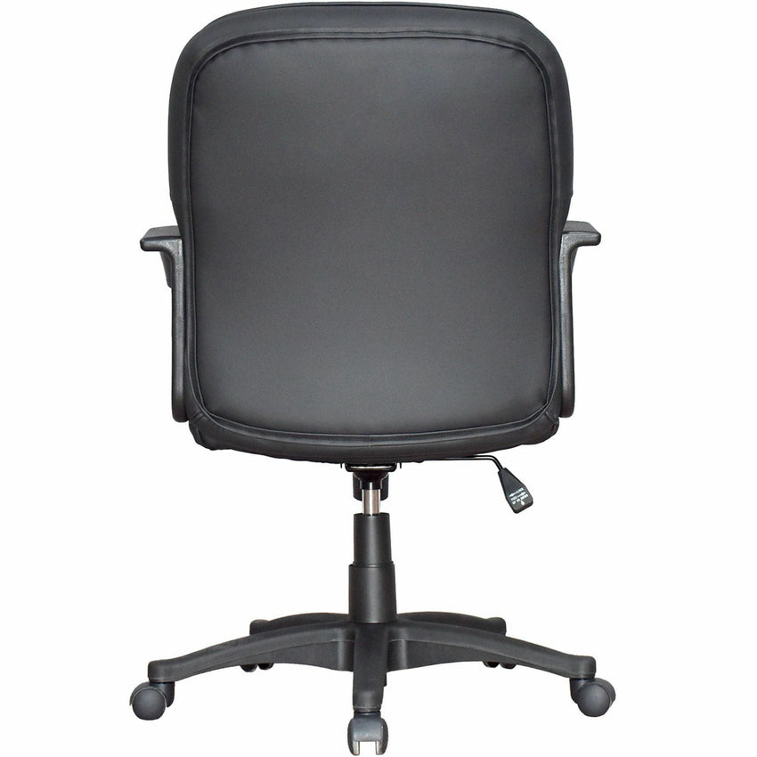 Lorell Tufted Managerial Mid - Back Office Chair Black Leather with Adjustable Tilt and Swivel (LLR - LLR60115) - SchoolOutlet