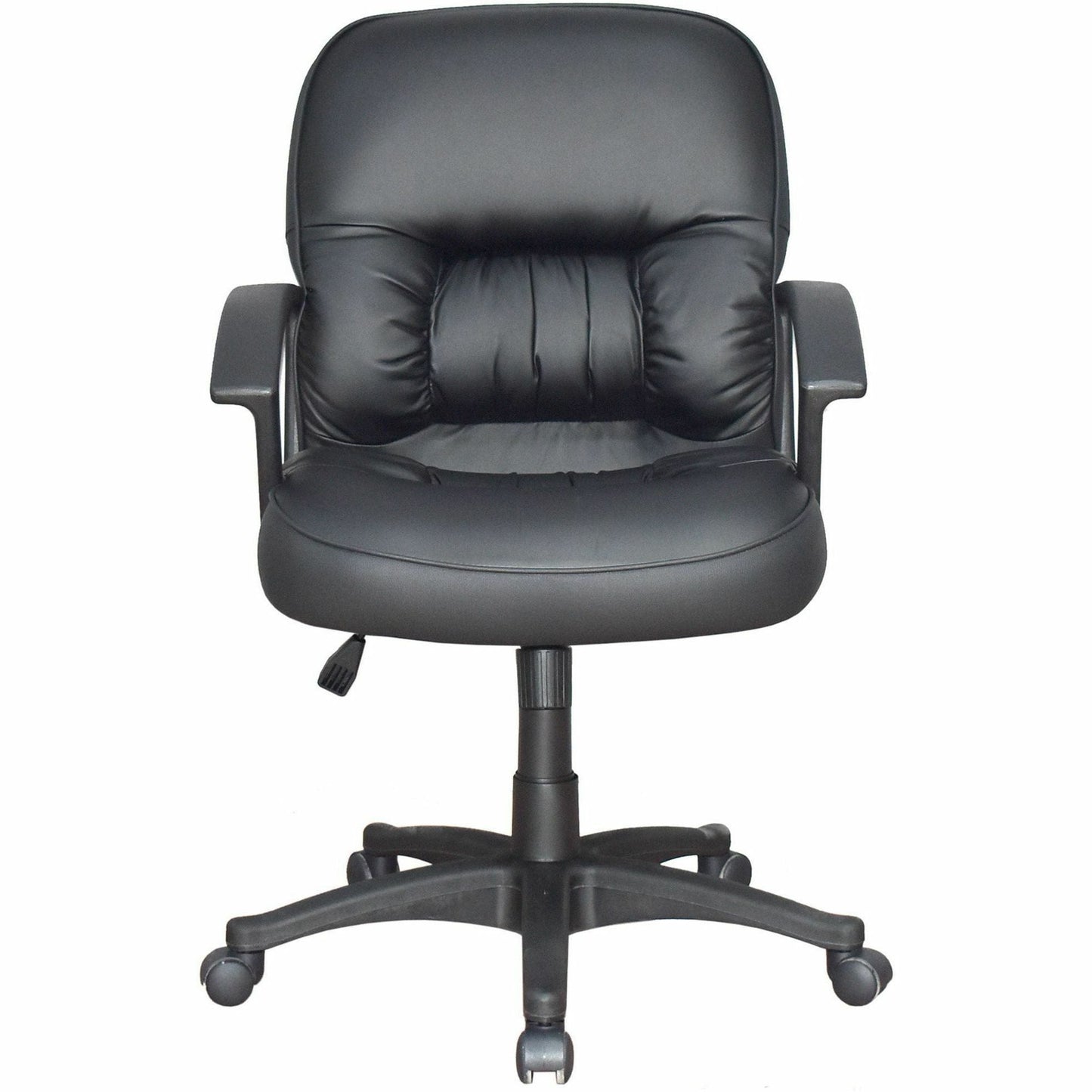 Lorell Tufted Managerial Mid - Back Office Chair Black Leather with Adjustable Tilt and Swivel (LLR - LLR60115) - SchoolOutlet