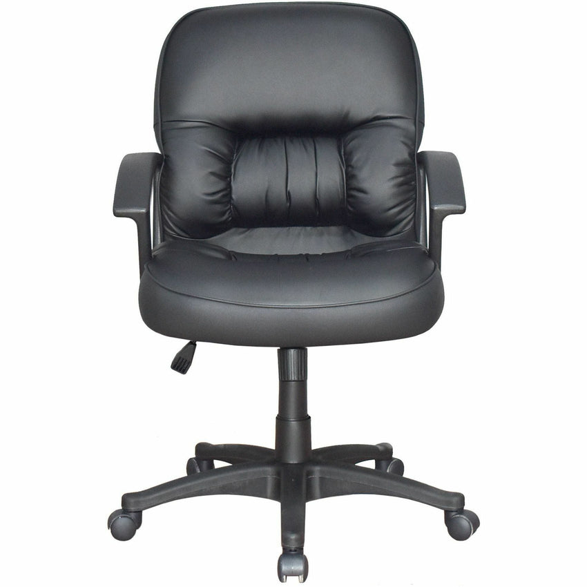 Lorell Tufted Managerial Mid - Back Office Chair Black Leather with Adjustable Tilt and Swivel (LLR - LLR60115) - SchoolOutlet