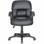 Lorell Tufted Managerial Mid - Back Office Chair Black Leather with Adjustable Tilt and Swivel (LLR - LLR60115) - SchoolOutlet