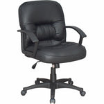 Lorell Tufted Managerial Mid - Back Office Chair Black Leather with Adjustable Tilt and Swivel (LLR - LLR60115) - SchoolOutlet