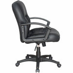 Lorell Tufted Managerial Mid - Back Office Chair Black Leather with Adjustable Tilt and Swivel (LLR - LLR60115) - SchoolOutlet