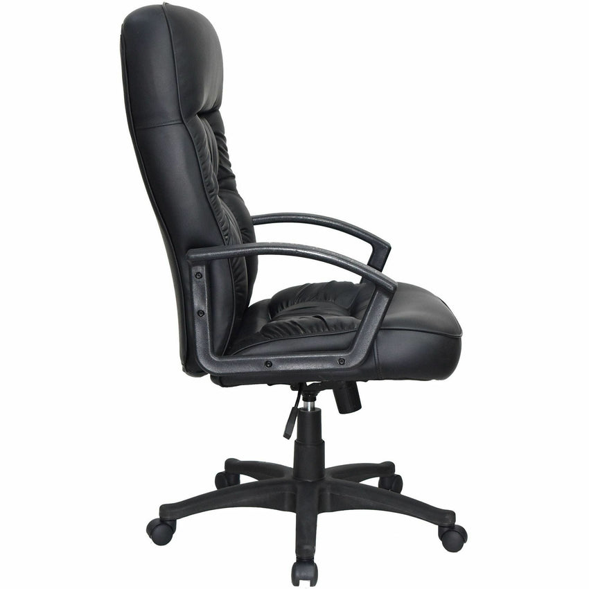 Lorell Tufted Executive High - Back Office Chair Black Leather with Adjustable Tilt and Swivel 19.25 - 22.75 "H (LLR - LLR60116) - SchoolOutlet